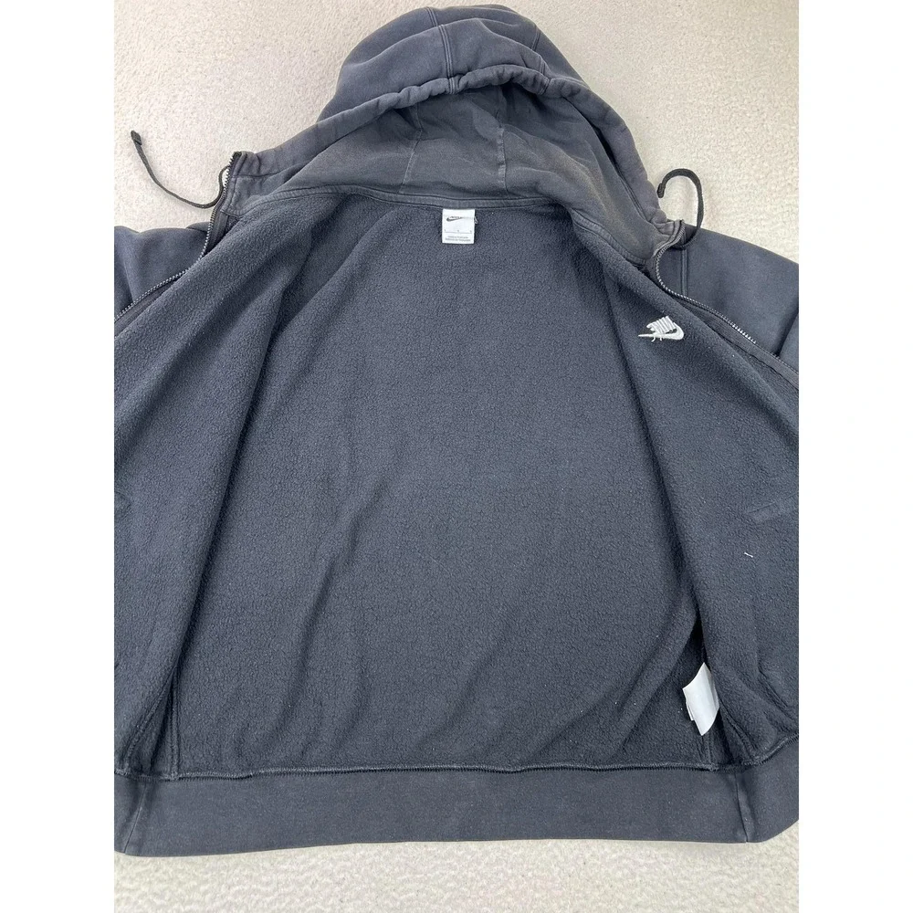 Nike Mens Club Fleece Full Zip Hoodie Black Swoosh Sweatshirt BV2455-010 L